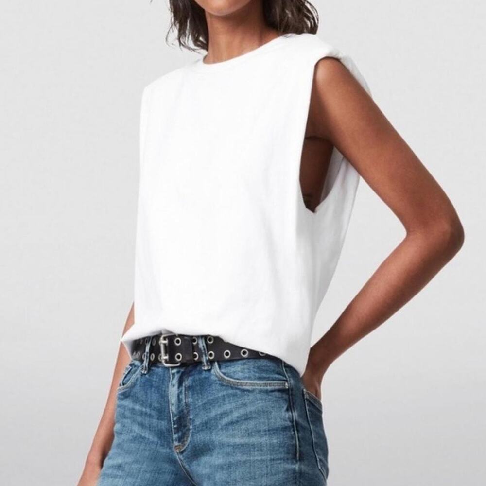 Allsaints Coni Shoulder Pad Cotton Sleeveless Muscle T-shirt